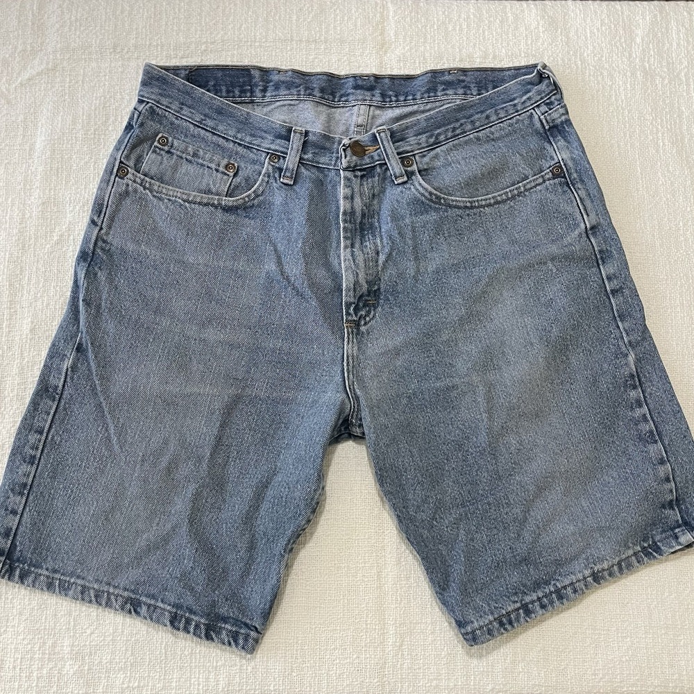 Wrangler Denim Shorts Men 34 Dark Blue Relaxed Fit Classic 90's Dad Shorts